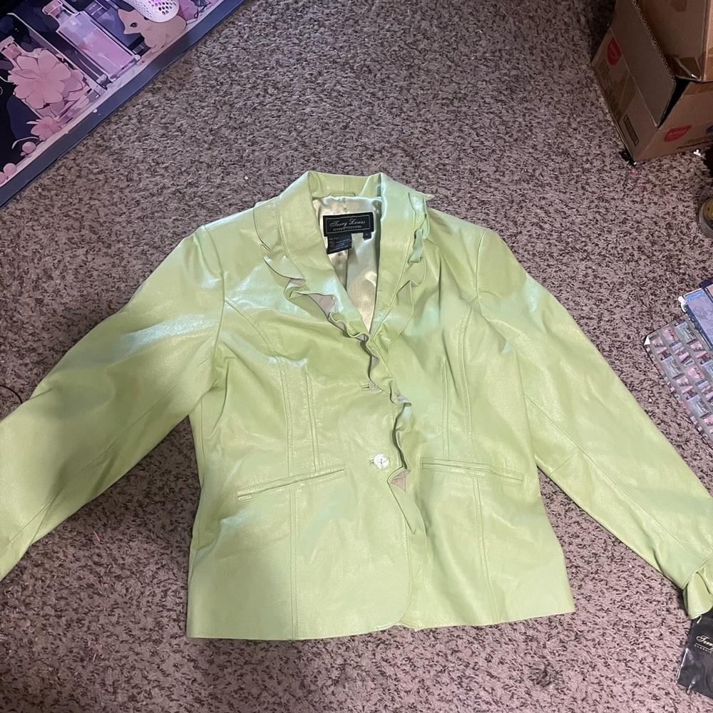 Women's Lime Green Ruffled Jacket